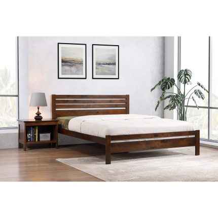 HF- Astley Double Bed Solid Hardwood Antique Oak