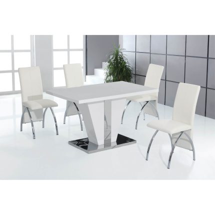 HF- Costilla Dining Table White with Stainless Steel