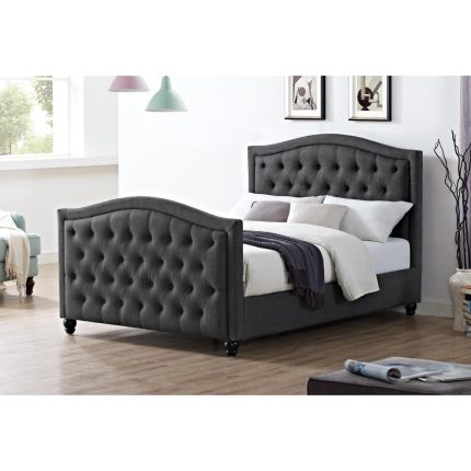 HF- Daytona Linen Fabric Double Bed Grey