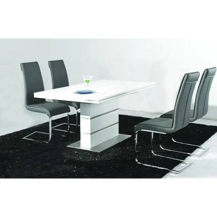 HF- Dolores Dining Table White with Stainless Steel Base