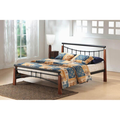 HF- Franklin Bed Double Black/Dark Oak