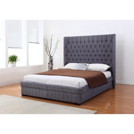 HF- Genesis Linen King Size Bed Dark Grey