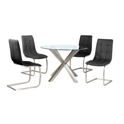 HF- Nelson Dining Table with Brushed Stainless Steel