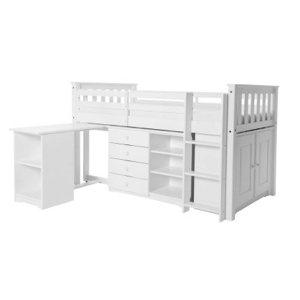 HF- Porto Midi Sleeper with Desk, Chest & Bookcase White