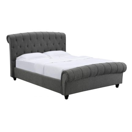HF- Santafe Linen Fabric King Size Bed Grey