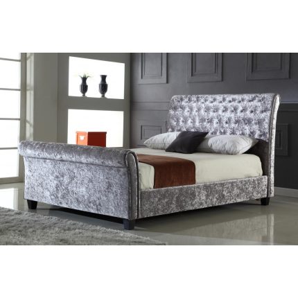 HF- Serenity Crushed Velvet Double Bed Silver