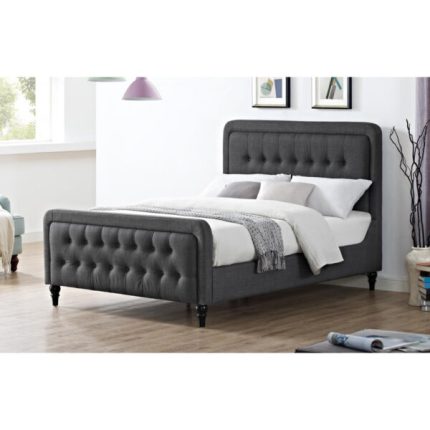 HF- Tahiti Linen Fabric King Size Bed Grey