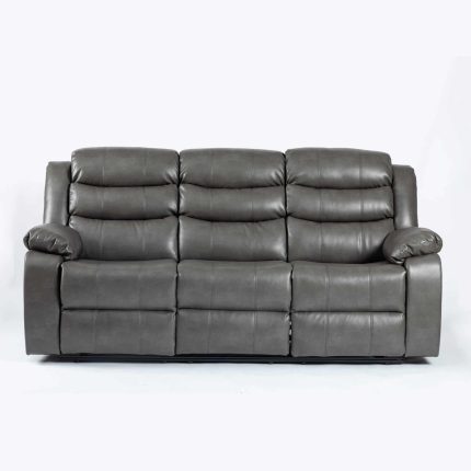 HF- Turin Recliner Leather Aire 3 Seater Grey