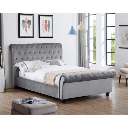 HF- Casablanca (Serenity) Velvet Double Bed Silver