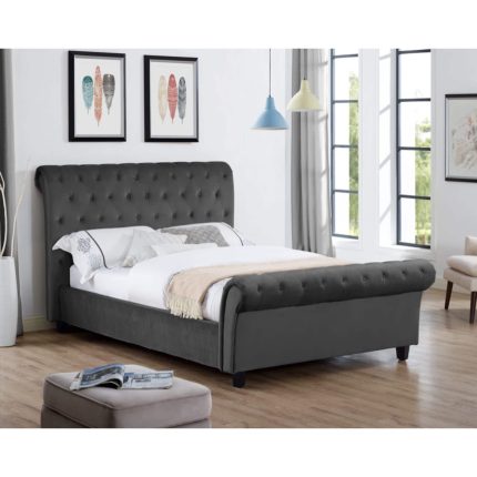 HF- Casablanca (Serenity) Velvet Double Bed Smoke